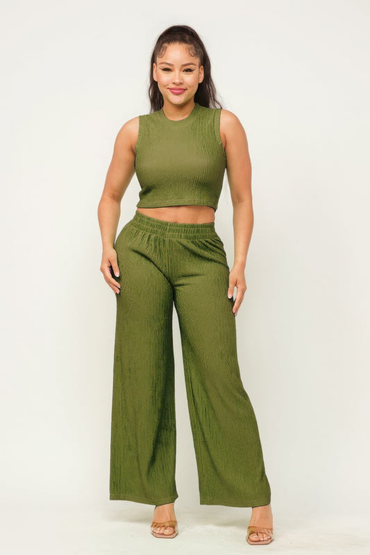 Crop Top And Wide Pants Set | APPAREL, CCPRODUCTS, NEW ARRIVALS, SETS | Bodiied