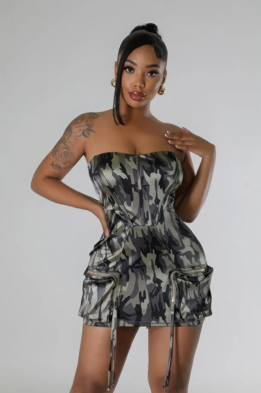 Zipper Closure Stretch Tube Dress | APPAREL, Camouflage, CCPRODUCTS, DRESSES, NEW ARRIVALS | Bodiied
